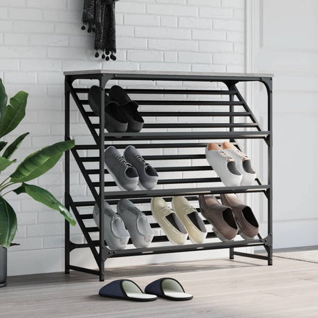 VidaXL Schuhregal 90x30x85 cm, fertiges Holz, grau Sonoma