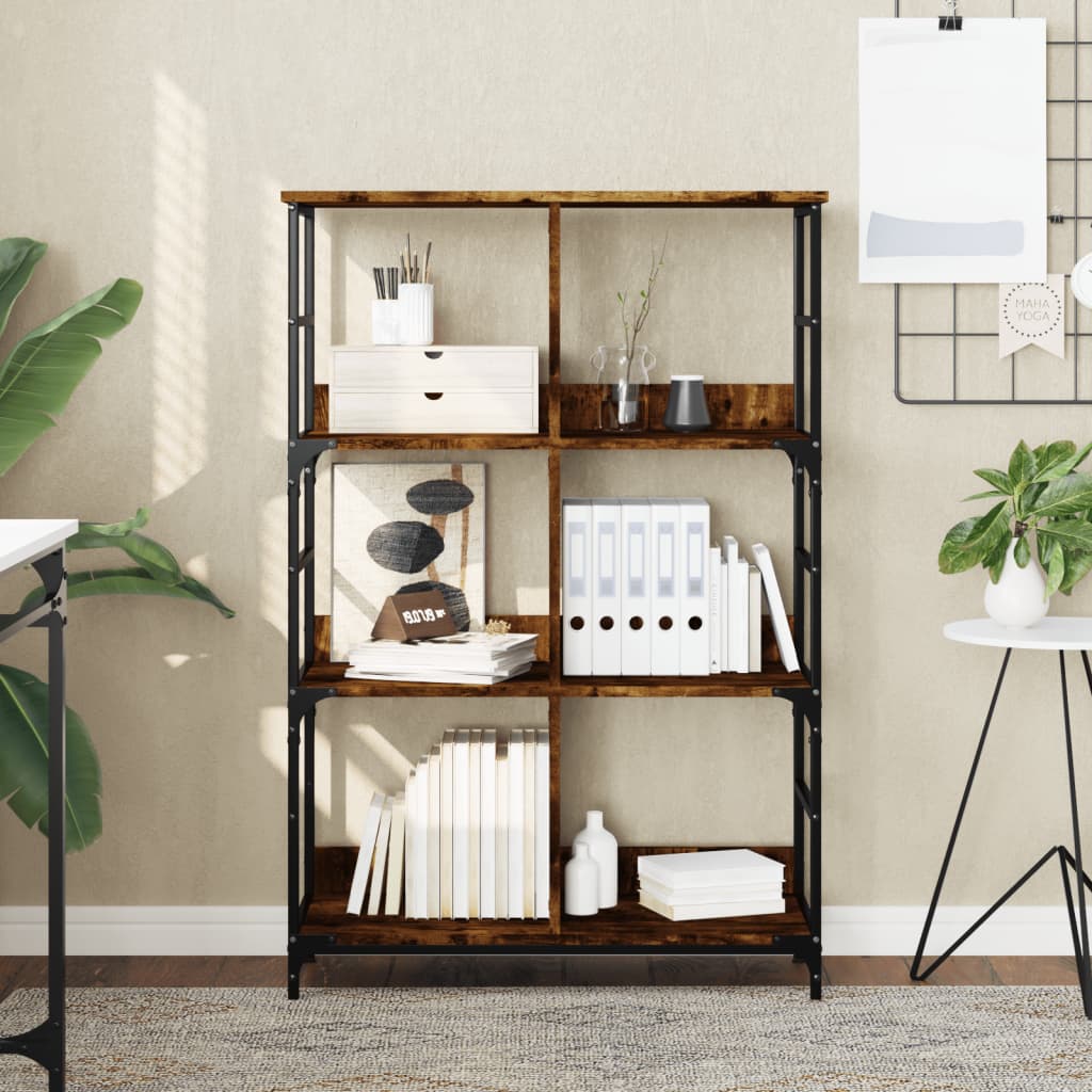 Vidaxl boekenrek 78,5x33x117,5 cm bewerkt hout gerookt eikenkleurig