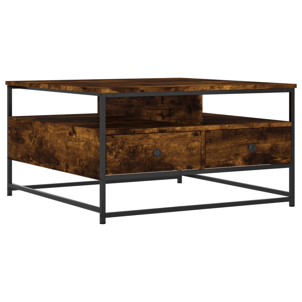 Vidaxl salontafel 80x80x45 cm bewerkt hout gerookt eikenkleurig