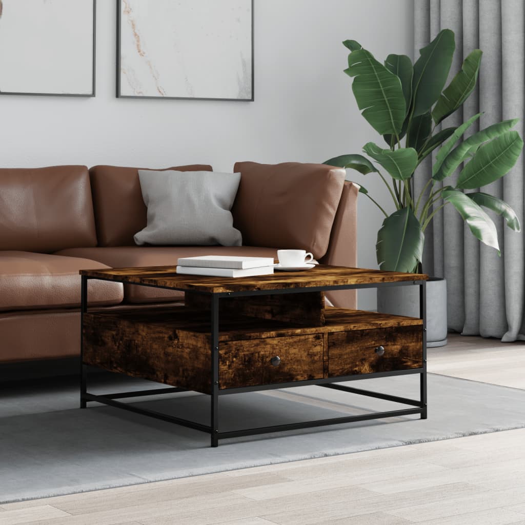 Vidaxl salontafel 80x80x45 cm bewerkt hout gerookt eikenkleurig