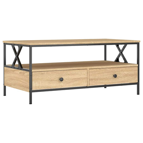 Vidaxl salontafel 100x51x45 cm bewerkt hout sonoma eikenkleurig