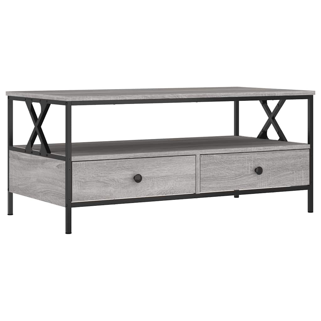 Vidaxl salontafel 100x51x45 cm bewerkt hout grijs sonoma eiken