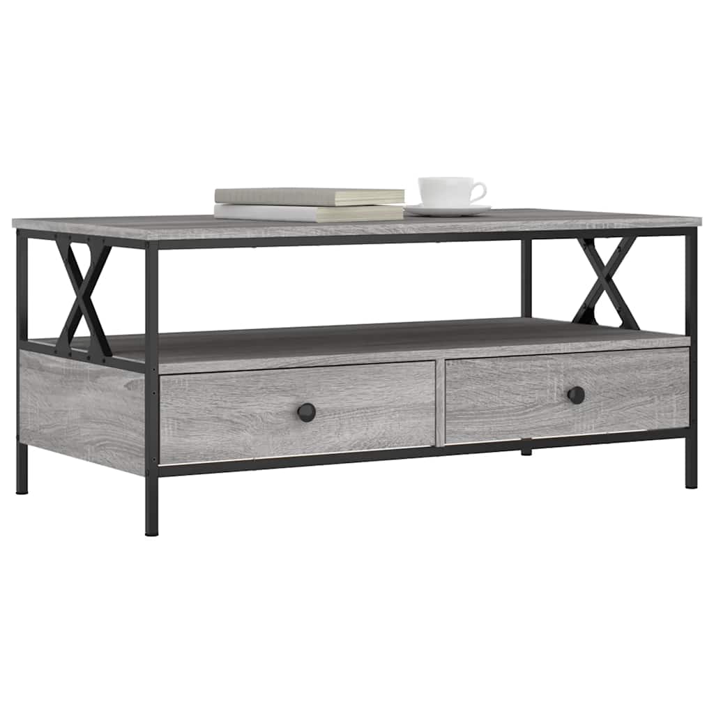 Vidaxl salontafel 100x51x45 cm bewerkt hout grijs sonoma eiken