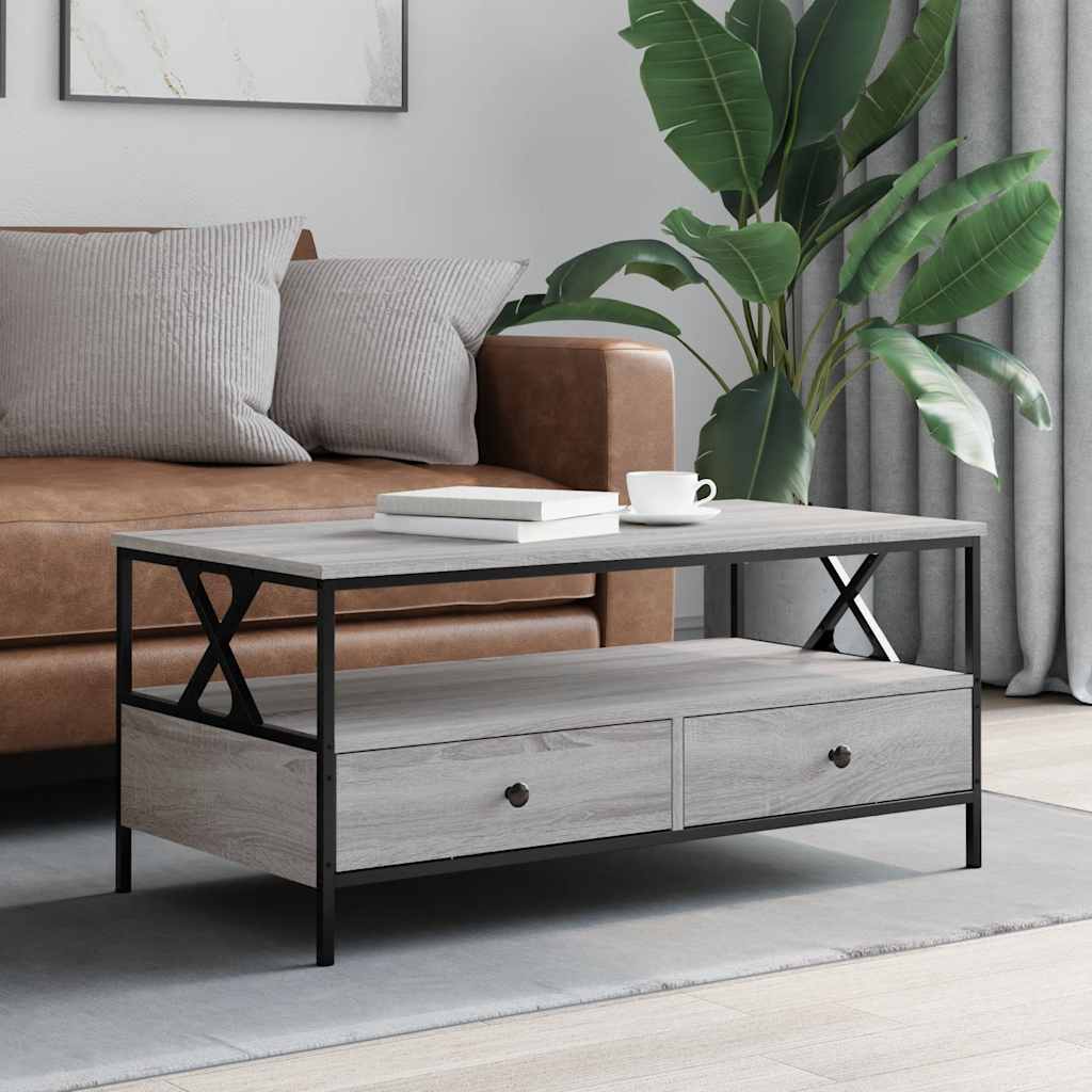 Vidaxl salontafel 100x51x45 cm bewerkt hout grijs sonoma eiken