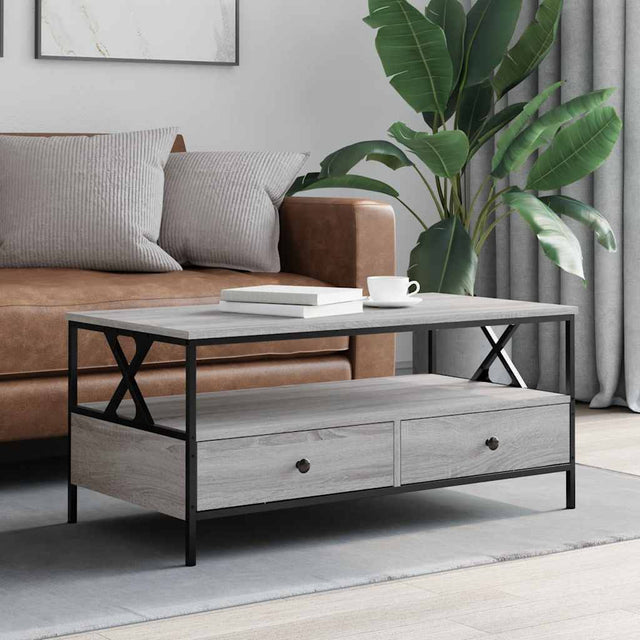 Vidaxl salontafel 100x51x45 cm bewerkt hout grijs sonoma eiken