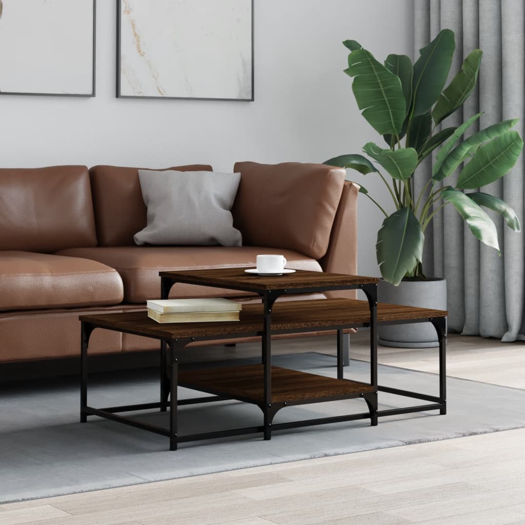 Vidaxl salontafel 102x60x45 cm bewerkt hout bruin eikenkleur