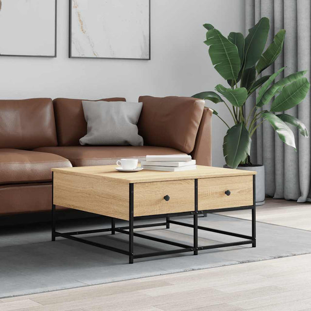 Vidaxl salontafel 80x80x40 cm bewerkt hout sonoma eikenkleurig