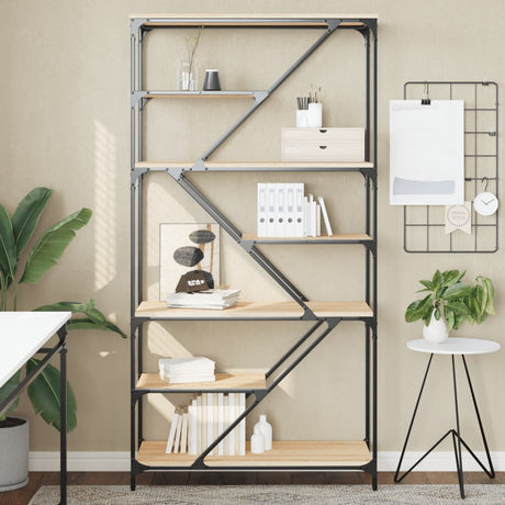 Vidaxl boekenrek 91x36x176 cm bewerkt hout en staal sonoma eikenkleur