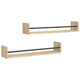 Vidaxl wandschappen met stangen 2 st 80x16x14 cm sonoma eikenkleurig