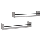Vidaxl wandschappen met stangen 2 st 80x16x14 cm grijs sonoma