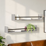 Vidaxl wandschappen met stangen 2 st 80x16x14 cm grijs sonoma