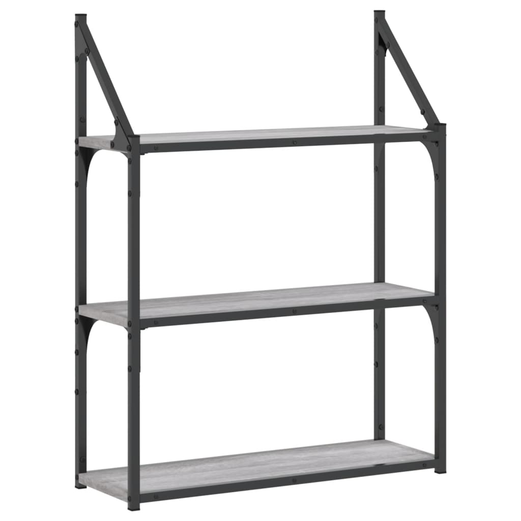 Vidaxl wandrek 3-laags 60x21x78,5 cm bewerkt hout grijs sonoma