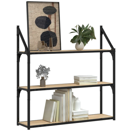 Vidaxl wandrek 3-laags 80x21x78,5 cm bewerkt hout sonoma eikenkleurig