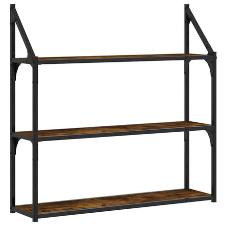 Vidaxl wandrek 3-laags 80x21x78,5 cm bewerkt hout gerookt eikenkleurig