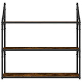 Vidaxl wandrek 3-laags 80x21x78,5 cm bewerkt hout gerookt eikenkleurig