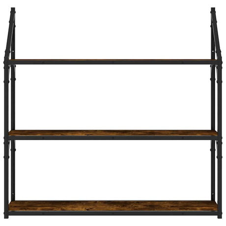 Vidaxl wandrek 3-laags 80x21x78,5 cm bewerkt hout gerookt eikenkleurig
