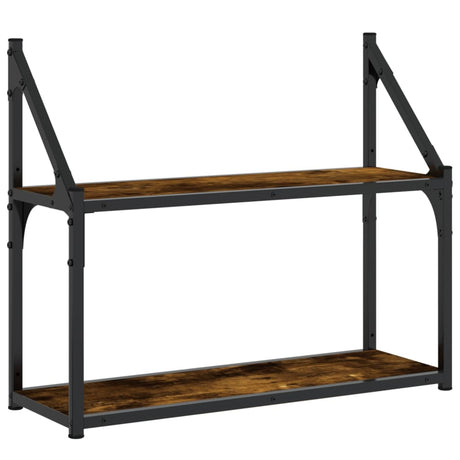 Vidaxl wandrek 2-laags 60x21x51 cm bewerkt hout gerookt eikenkleurig