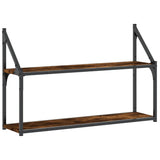 Vidaxl wandrek 2-laags 80x21x51 cm bewerkt hout gerookt eikenkleurig