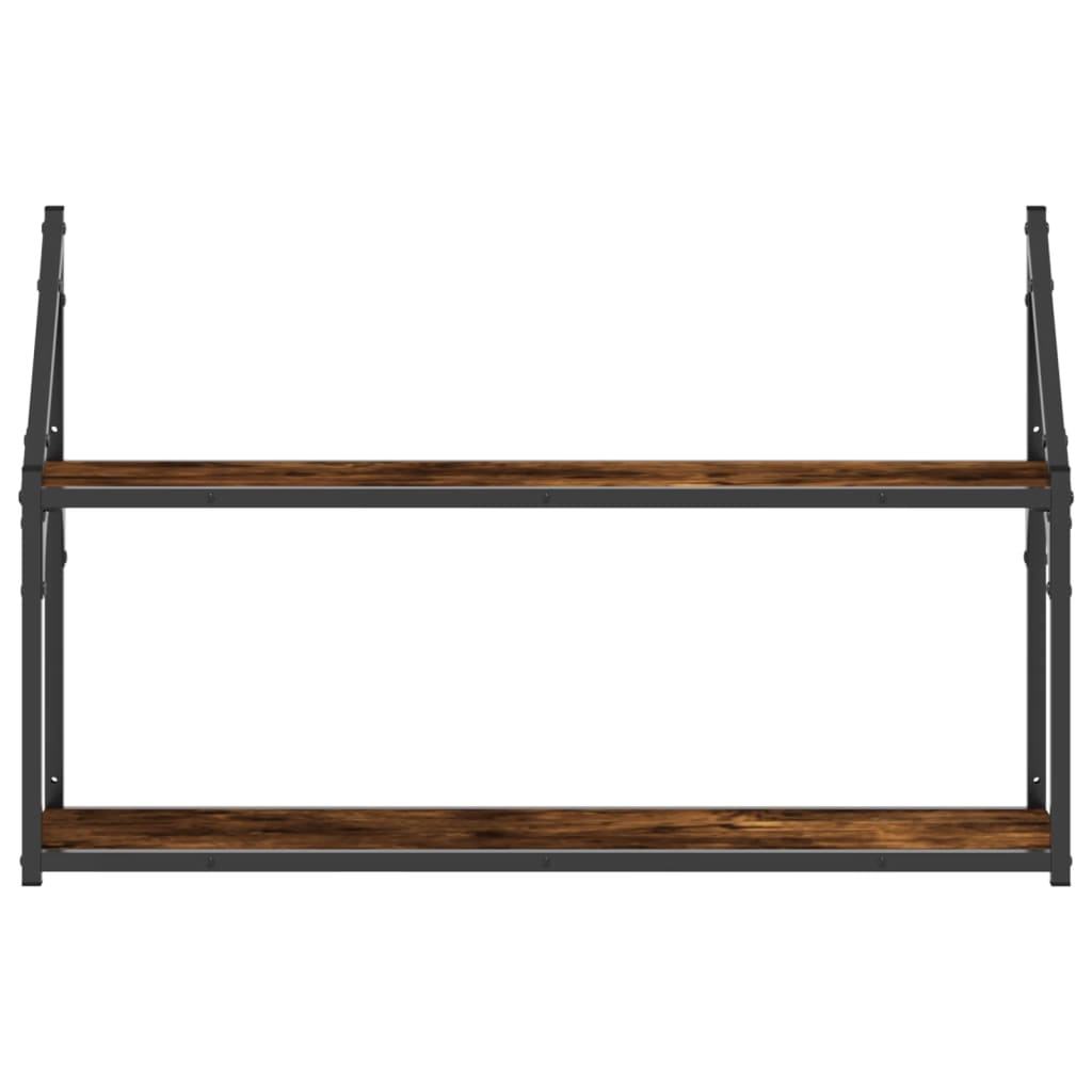 Vidaxl wandrek 2-laags 80x21x51 cm bewerkt hout gerookt eikenkleurig