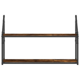 Vidaxl wandrek 2-laags 80x21x51 cm bewerkt hout gerookt eikenkleurig