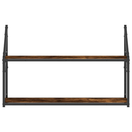 Vidaxl wandrek 2-laags 80x21x51 cm bewerkt hout gerookt eikenkleurig