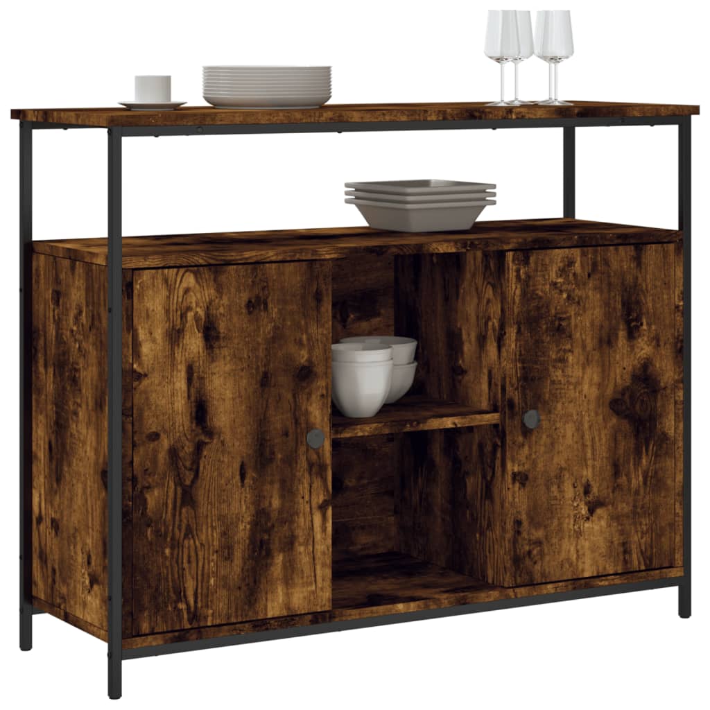 Vidaxl dressoir 100x35x80 cm bewerkt hout gerookt eikenkleurig