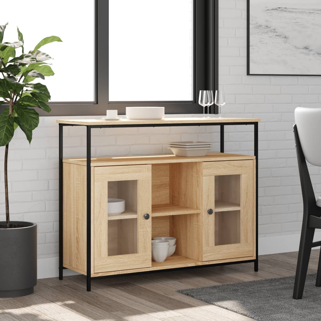Vidaxl dressoir 100x35x80 cm bewerkt hout sonoma eikenkleurig
