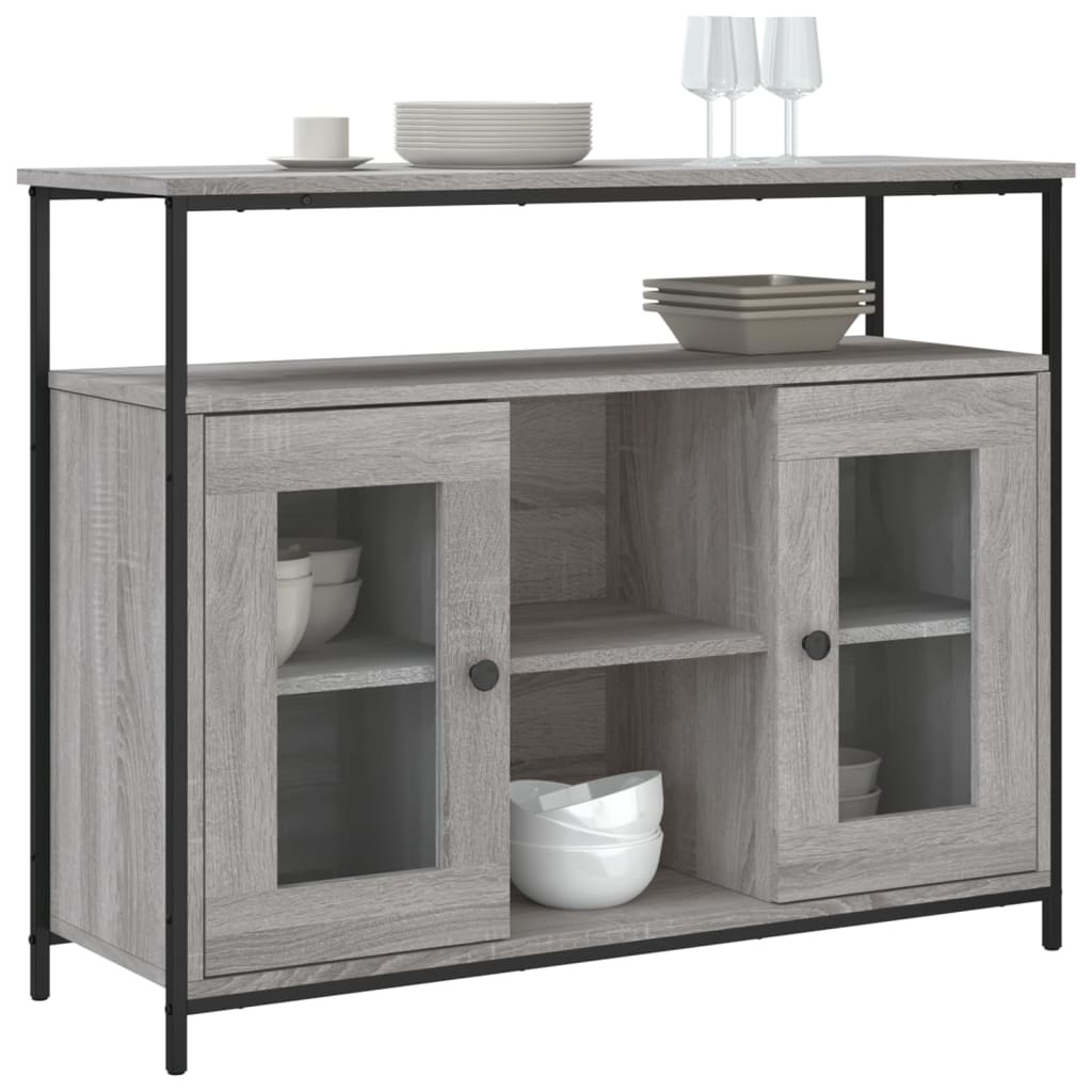 Vidaxl dressoir 100x35x80 cm bewerkt hout grijs sonoma
