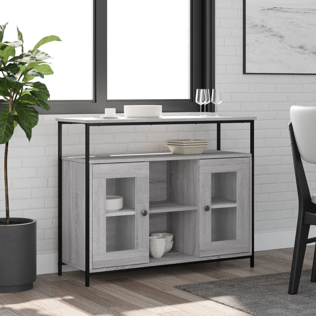 Vidaxl dressoir 100x35x80 cm bewerkt hout grijs sonoma