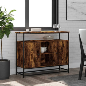 Vidaxl dressoir 100x35x80 cm bewerkt hout gerookt eikenkleurig
