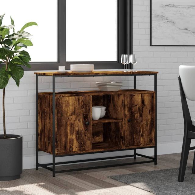 Vidaxl dressoir 100x35x80 cm bewerkt hout gerookt eikenkleurig