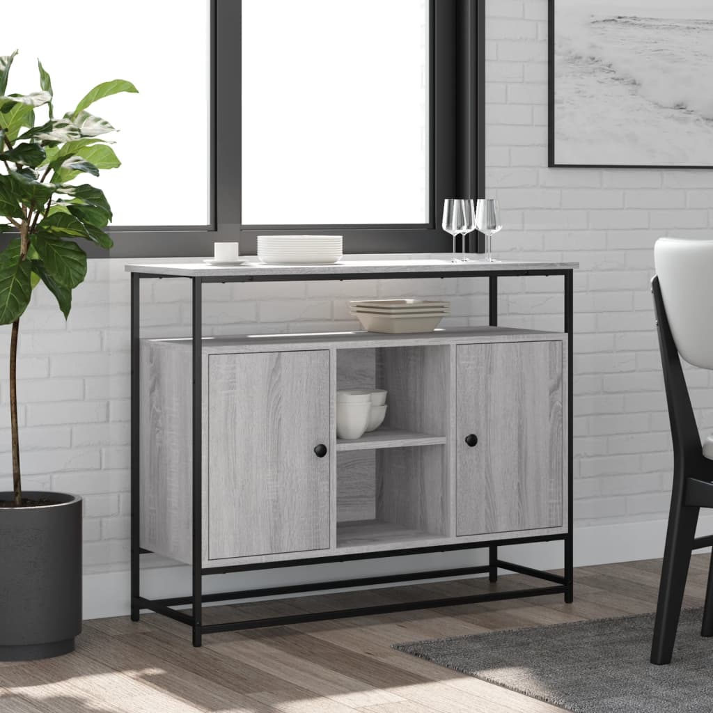 Vidaxl dressoir 100x35x80 cm bewerkt hout grijs sonoma