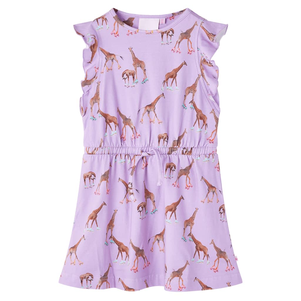 VidaXL Kinderkleid mit Rüschenärmeln und Kordelzug 92 Flieder
