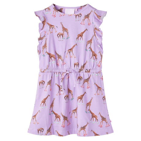 VidaXL Kinderkleid mit Ärmeln mit Rüschen und Kordelzug 92 Flieder
