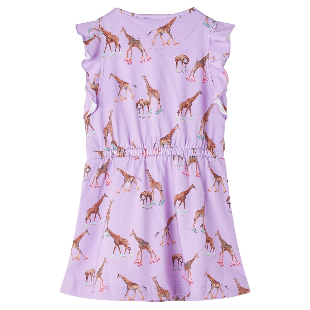 Vidaxl Kinderkleid mit Ärmeln mit Rüschen und Kordelzug 116 Flieder