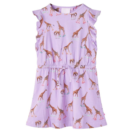 Vidaxl Kinderkleid mit Ärmeln mit Rüschen und Kordelzug 140 Flieder