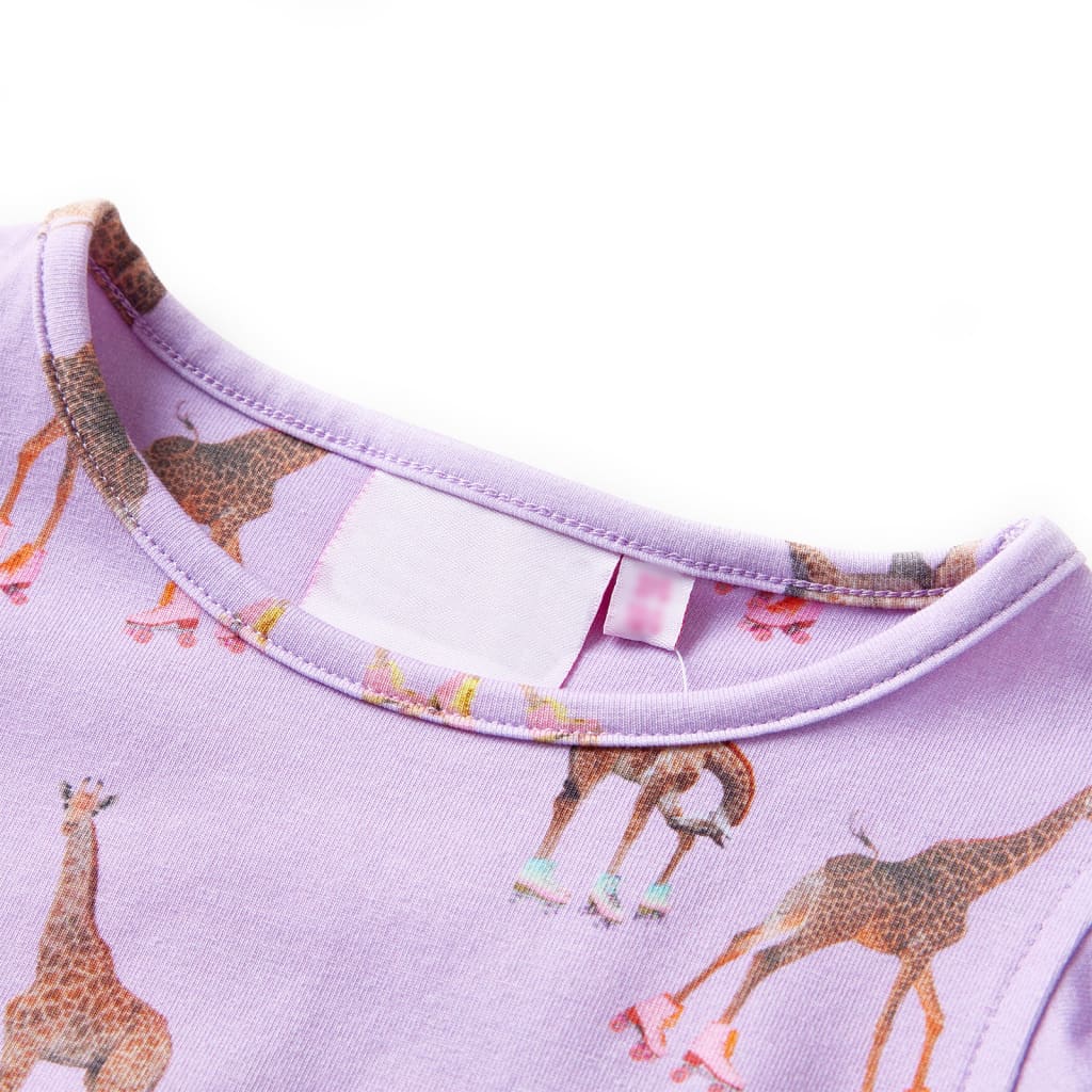 VidaXL Kinderkleid mit Rüschenärmeln und Kordelzug 140 Flieder