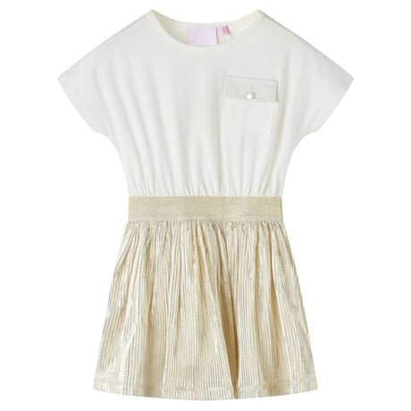 VidaXL Kinderkleid mit kurzen Ärmeln 128 Ecru