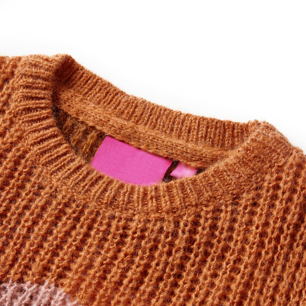 VidaXL Kinderpullover gestrickt 140 cognacfarben