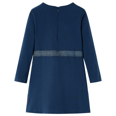 VidaXL Kinderkleid mit langen Ärmeln 128 Marineblau