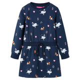 VidaXL Kinderkleid mit langen Ärmeln 92 Marineblau
