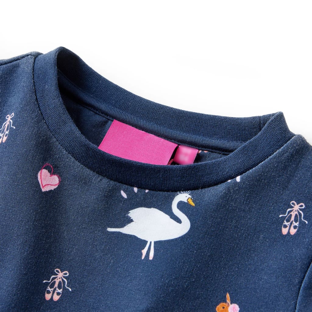 VidaXL Kinderkleid mit langen Ärmeln 92 Marineblau