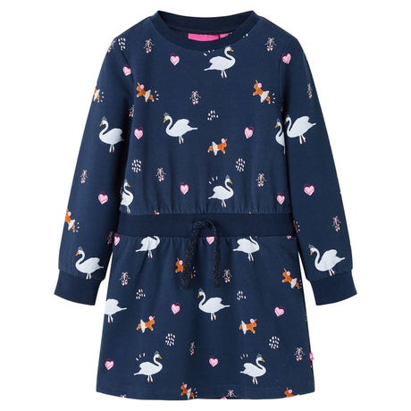 VidaXL Kinderkleid mit langen Ärmeln 128 Marineblau