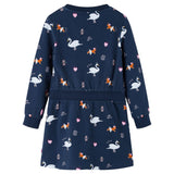 VidaXL Kinderkleid mit langen Ärmeln 128 Marineblau