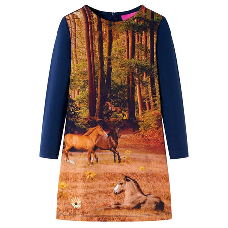 VidaXL Kinderkleid mit langen Ärmeln 116 Marineblau