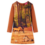 VidaXL Kinderkleid mit langen Ärmeln 128 cognacfarben