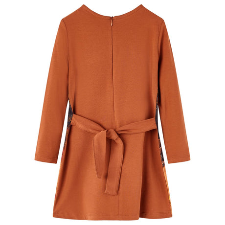 VidaXL Kinderkleid mit langen Ärmeln 128 cognacfarben