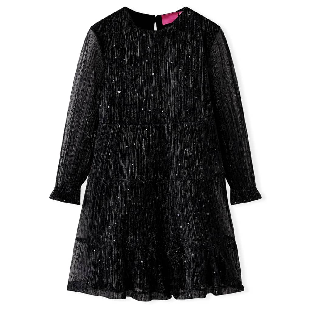 VidaXL Kinderkleid mit langen Ärmeln 128 Schwarz
