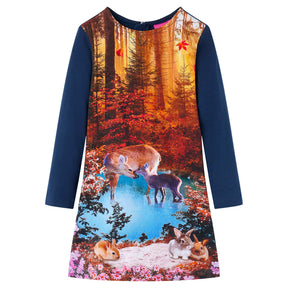 VidaXL Kinderkleid mit langen Ärmeln 116 Marineblau