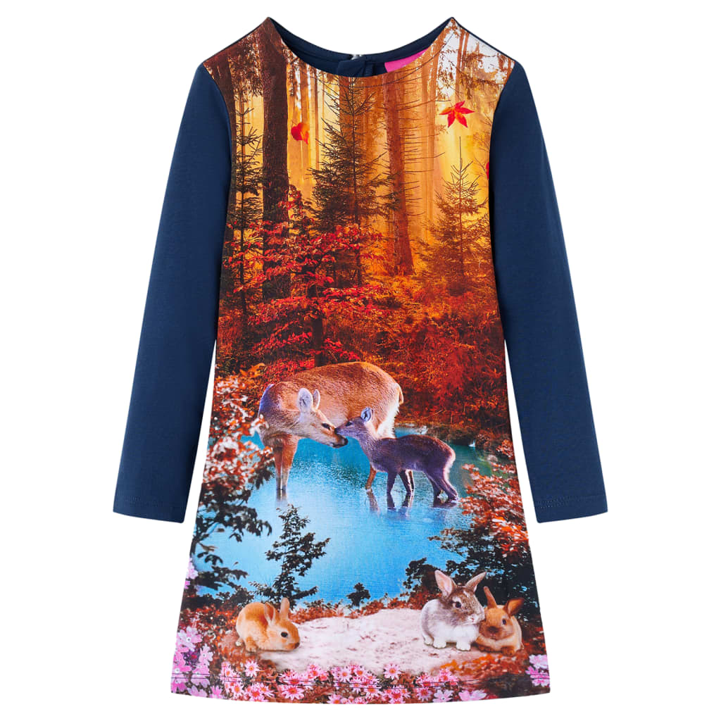 VidaXL Kinderkleid mit langen Ärmeln 140 Marineblau